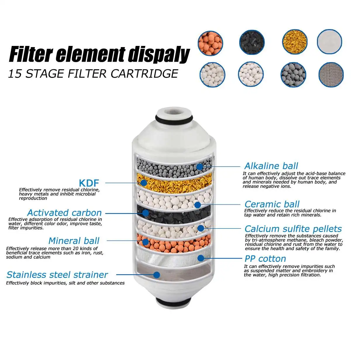 15 Bathroom Shower Filter Bathing Water Filter Purifier Water Treatment Health Softener Chlorine Removal Water Purifier
