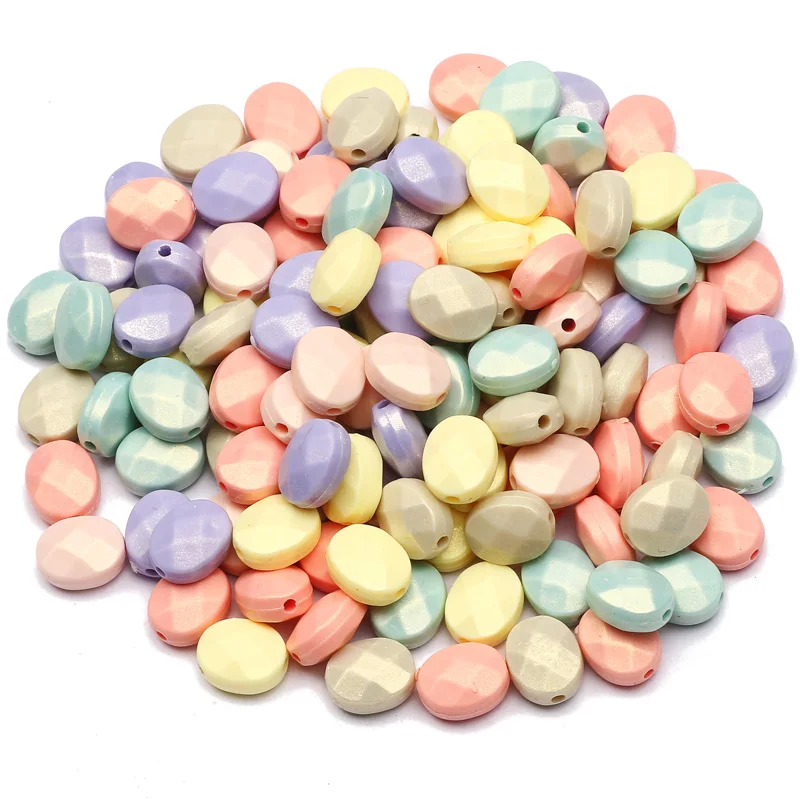 

Mixed Colored Loose Acrylic Beads Oval Shape Faceted For Handmade Children's Jewelry Making DIY Bracelet Necklace Accessories