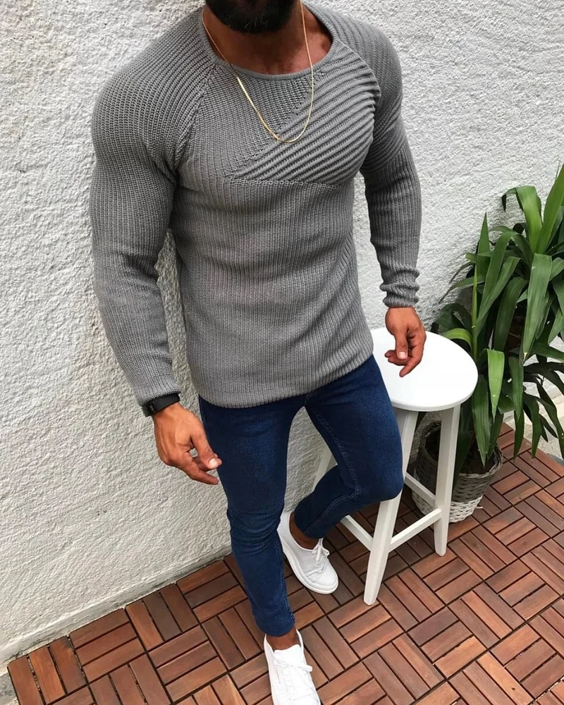 

ZOGAA Autumn Winter Sweater Men Long Sleeve O-Neck Solid Slim Fit Knitted Sweater Men New Casual Pullover Solid Cashmere Sweater