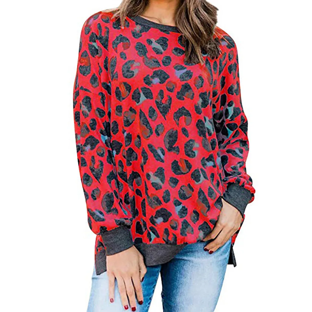 Женская блузка свободного покроя с леопардовым принтом винтажная среднего