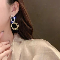 2021 trendy elegant crystal earrings luxury shiny gold round womens rhinestone earrings wedding party jewelry