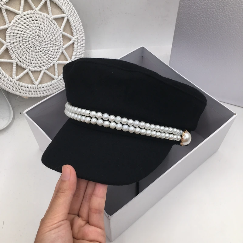 Женская Ретро Кепка с жемчужными буквами в стиле европейской и американской моды