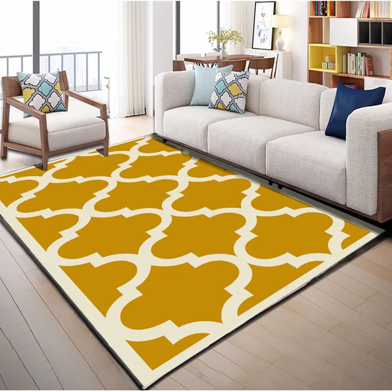 Ковер в скандинавском стиле с 3D принтом розовый/черный/желтый/зеленый Домашние