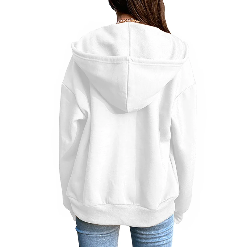 

Spring Women Hoodies Autumn Streetwear Zip-Up Sweatshirt Jacket Trendy Solid Pocket Ladies Turn-Down Collar Women Outwear Top