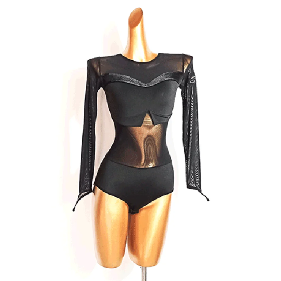 Женское боди для латиноамериканских танцев TL855 лоскутные Женские топы с длинным