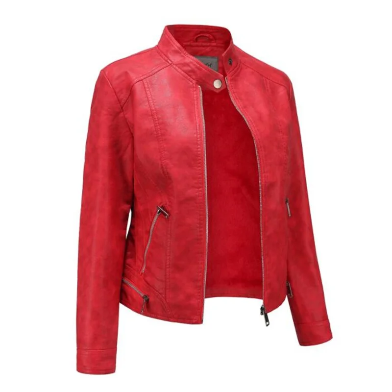 Washed leathers jacket women's velvet clothing sanded and worn new autumn 	 куртка оверсайз женская winter casacas para mujer