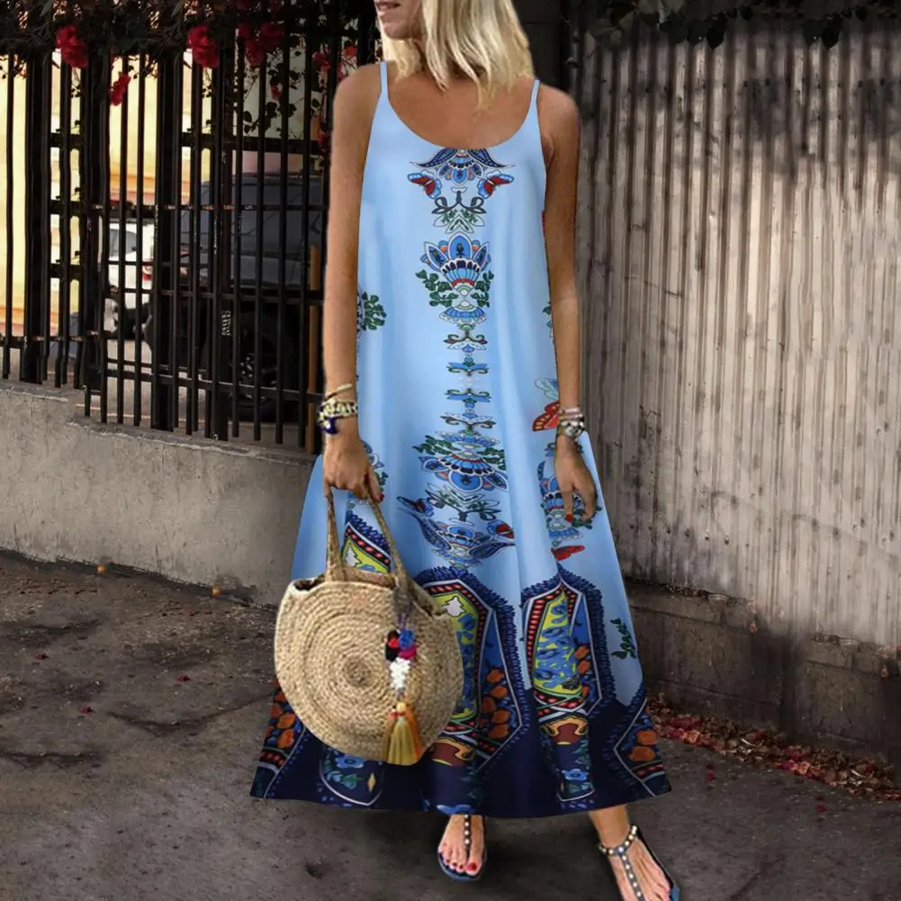 

Casual Women Dress Sleeveless Sweat Absorbent Skin-friendly Summer Beach Long Dress for Travel Sundress Sexy Beautiful