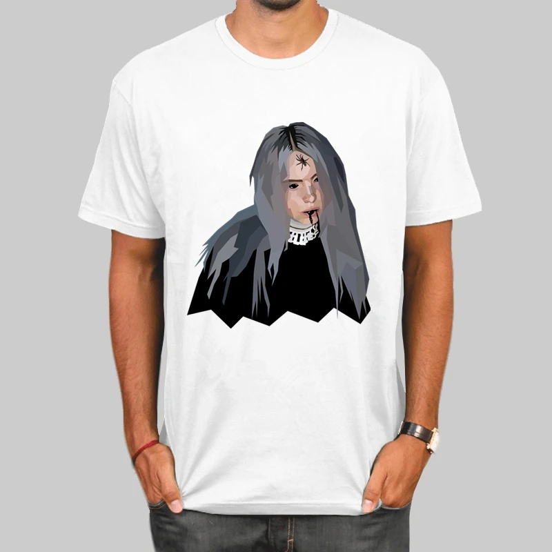 I Billie Eilish мужские футболки с круглым вырезом и принтом, модные мужские и женские топы, футболка с коротким рукавом, футболка унисекс - Цвет: I