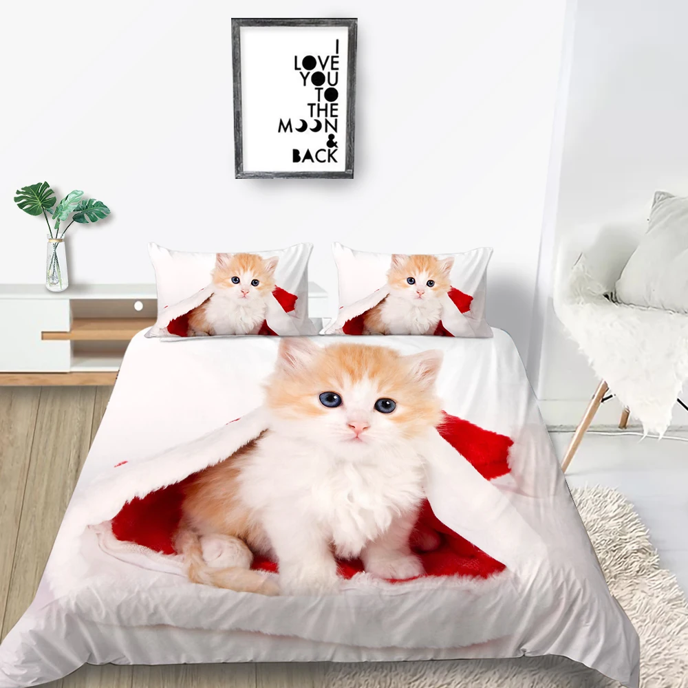 Комплект постельного белья с изображением спящего кота милый удобный комплект
