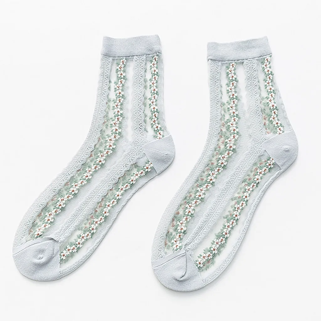 Женские взрывозащищенные сетчатые носки с принтом летние однотонные Льняные в