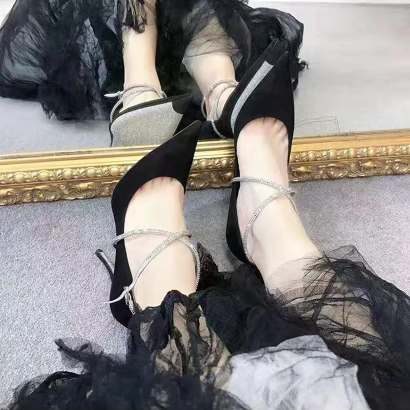 Женская обувь Пикантные женские туфли-лодочки с острым носком Стразы Chaussures Femme