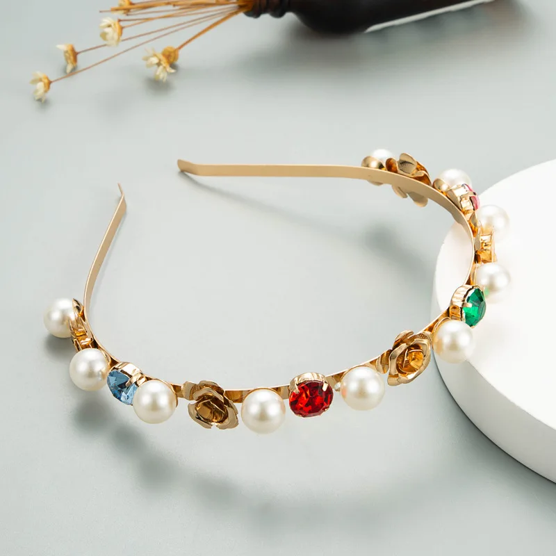 Женский обруч для волос в стиле барокко повязка на голову с цветами и жемчугом| |