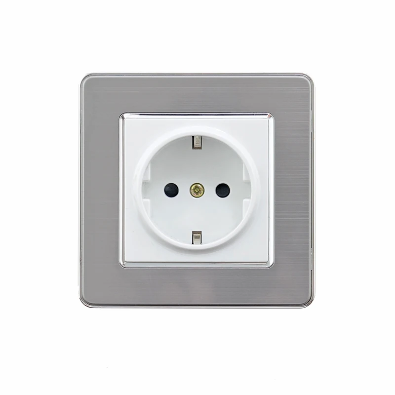 Singel Socket Atlectric ЕС/DE/RU стандартная заземляющая розетка 146 мм* 86 мм штепсельная розетка электрическая розетка из нержавеющей стали - Тип: Singel Socket