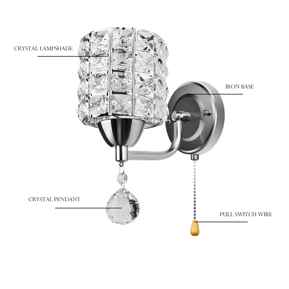 Настенный светильник E14 простой и креативный прикроватный хрустальный s бра