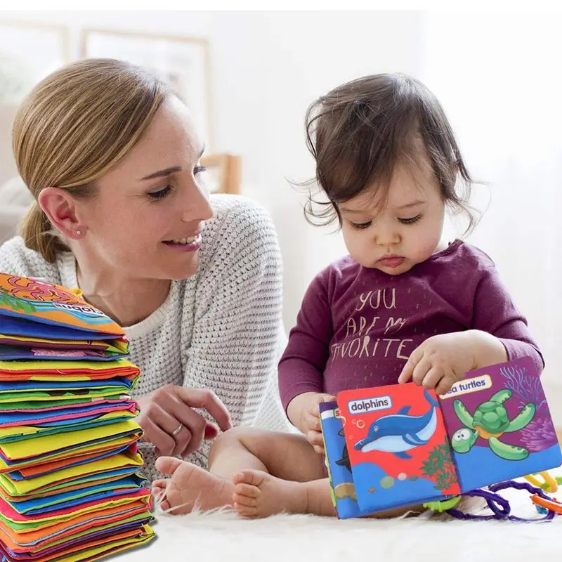 

9-Pack Non Toxic Fabric Baby Cloth Books Early Education Toys Activity Crinkle Cloth Book Toddler