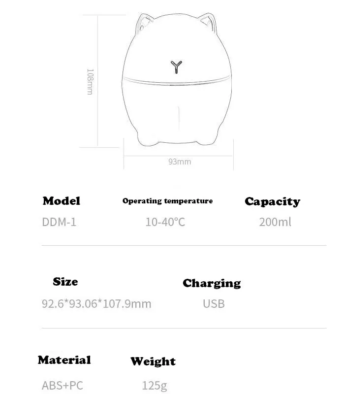 Мини увлажнитель 200 мл милый кот ароматерапия диффузор автомобильный освежитель