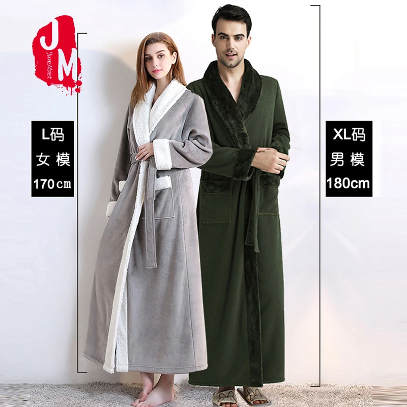 Женский фланелевый халат с длинным рукавом зимний теплый банный из плотного