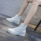 Женские осенние ботинки на плоской подошве, женские ботильоны из натуральной кожи, женская обувь на шнуровке, Женские повседневные однотонные мотоциклетные ботинки