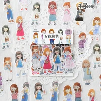 51 pcsset cute lovely dress girl washi paper stickers scrapbooking stationery diary sticker travel school supply