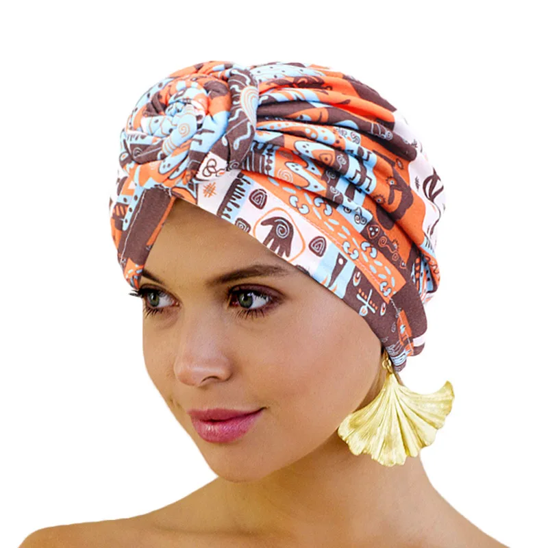 Новинка Женский Африканский узор рандомный мусульманский тюрбан с узлом