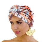 Новинка, Женский Африканский узор, рандомный мусульманский тюрбан с узлом, индийская шляпа, кепка для женщин, банданы, аксессуары для волос