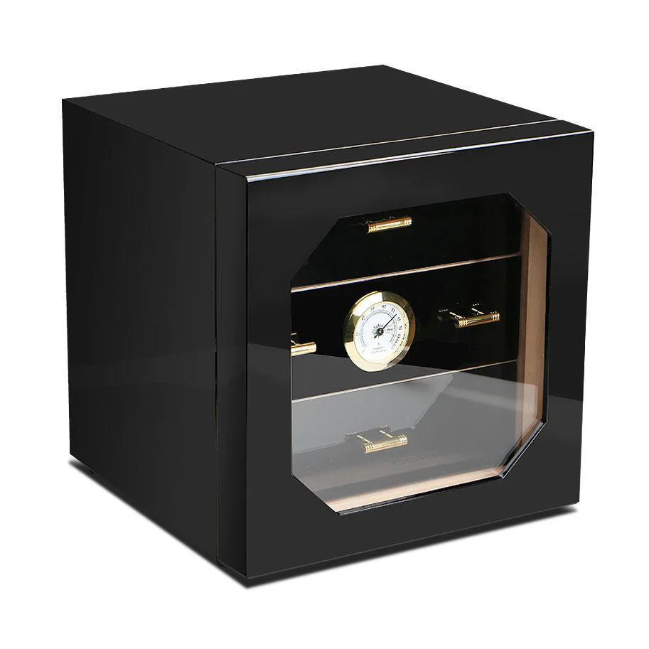 Humidificador de armario para cigarros, puerta de vidrio templado con cajones de 3 capas, forrado en madera de cedro espa&ntilde;ol, env&iacute;o gratis-0