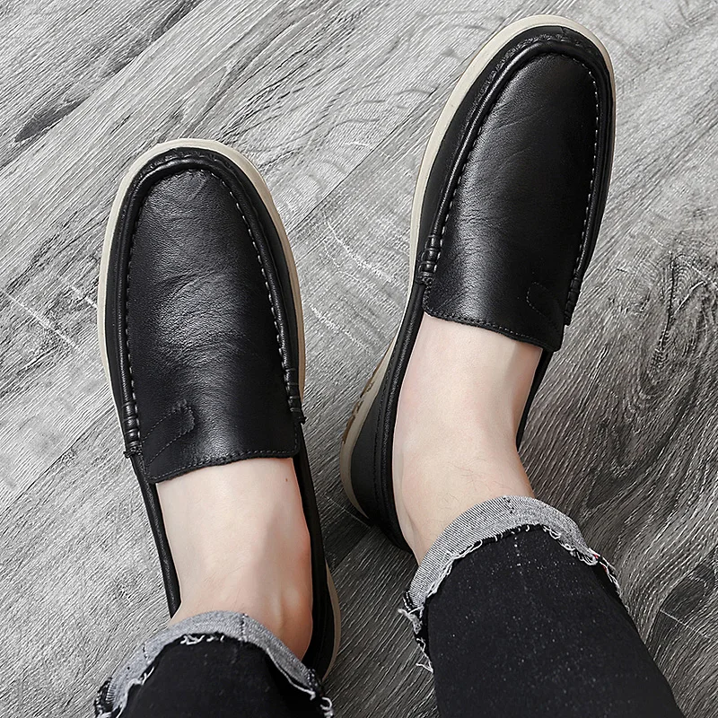 

Men shoes Luxury Genuine Leather Trendy Casual Slip on Formal Loafers Moccasins Breathable Slip on Driving Shoes Men Sneakers