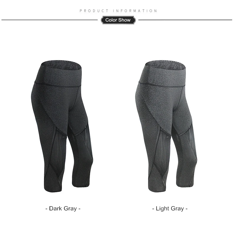 Summer Women Sport Leggings Cropped Yoga Pant Elastic Mesh Capris Quick Dry Running Crop Trousers Female Gym Pant Fitness Tights
