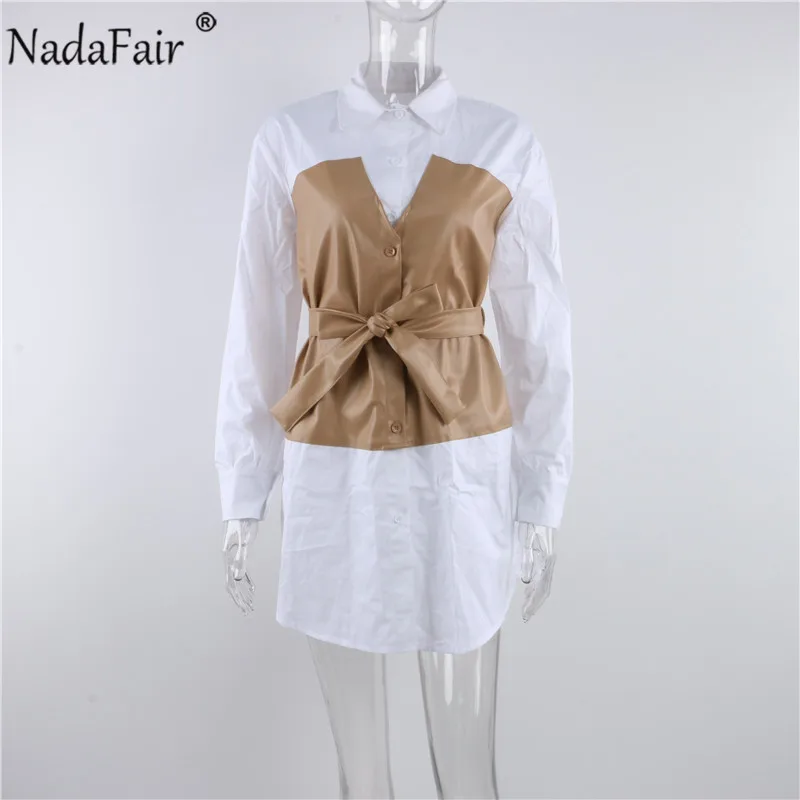 Женское лоскутное мини-платье из искусственной кожи Nadafair повседневное