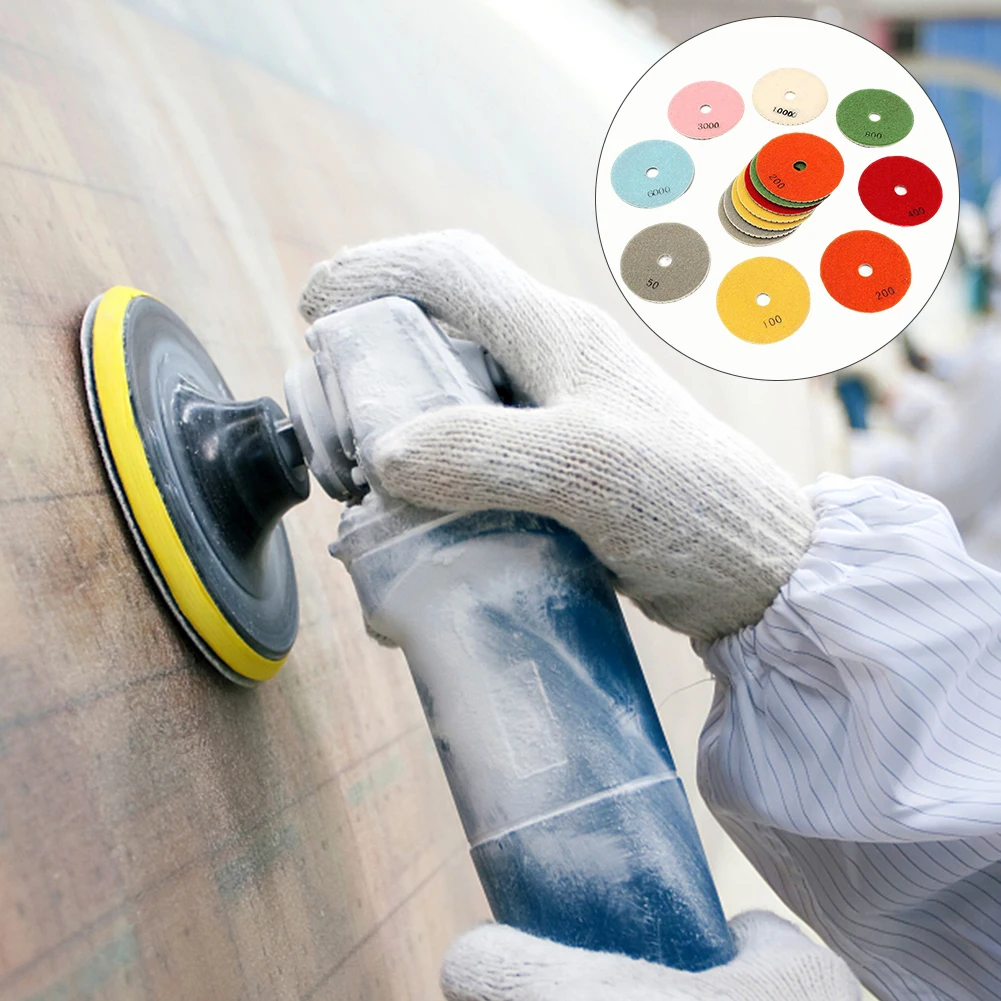 

16PCS Diamond Polishing Pad 4inch Concrete Marble Grinder Polisher Grinding Loop Backer Disc Strong Durable Polish Quickly