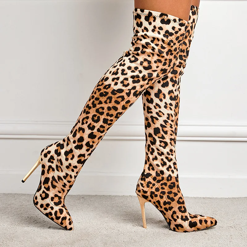 

Fashion Stretch Fabric High Thin Heels Women Boots Nightclub Ladies Girls Over The Knee Pointed Toe Sexy Modern Long Boot Shoes