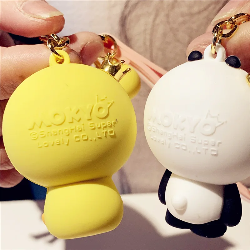 

Korean Cute Pig Lovers Keychains The White Rabbit Yellow Chicken Car Keyrings Fine Cartoon Doll Crown Monkey Key Chain Wholesal