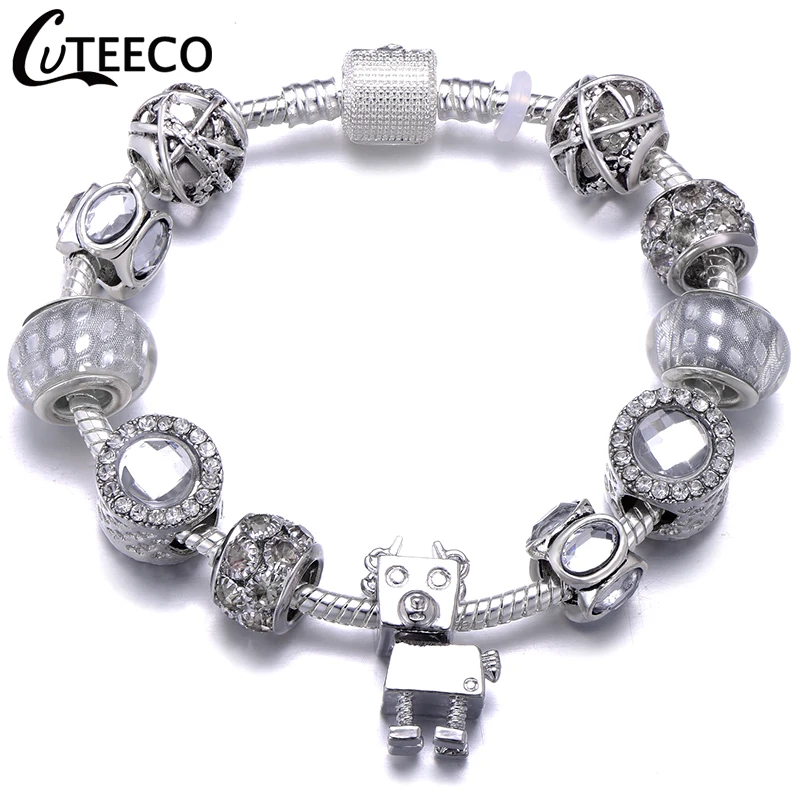 CUTEECO Европейский Любовь Сердце Шарм Браслеты и браслеты новые Марано бусины fits Дизайнерские Браслеты Женские Модные Ювелирные изделия Подарки - Окраска металла: AJ3296