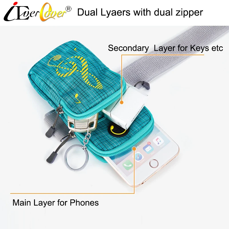 Двойные карманы Беговая наручная Сумочка чехол для Xiaomi Mi Note 10 Pro / 9 5G Lite телефонов