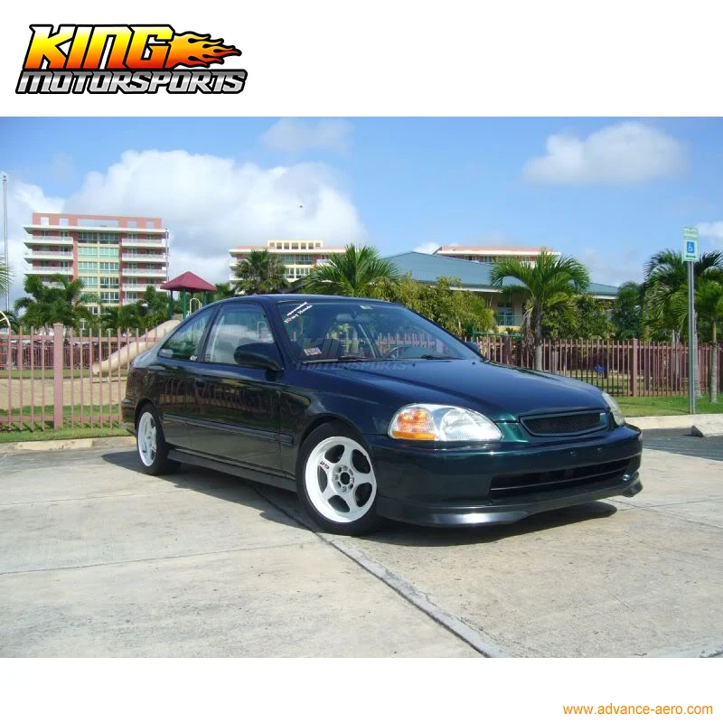 Подходит для 96 97 98 honda Civic JDM T R стиль черный передний бампер спойлер PP Global