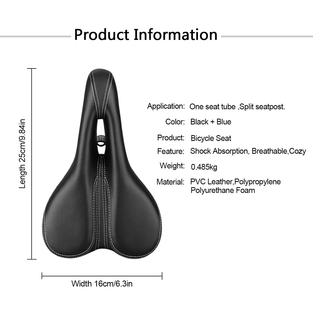 

Bicycle Saddle Bicycle Seat MTB Bike Seat Big Bum Soft Comfort Cushion Pads Sprung High Quality Thickened Foaming Seat Cushion