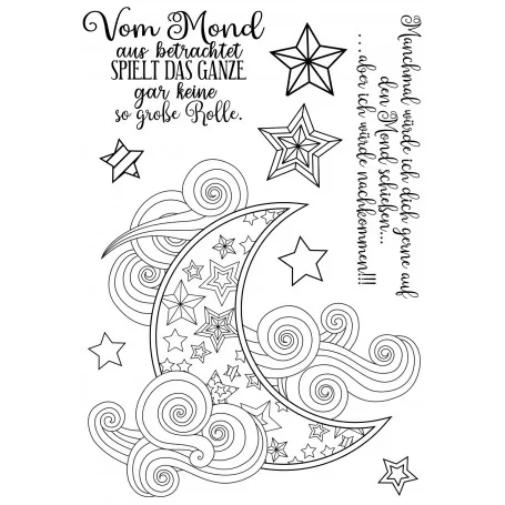 Луна и звезды с немецкими словами прозрачные штампы для скрапбукинга сделай