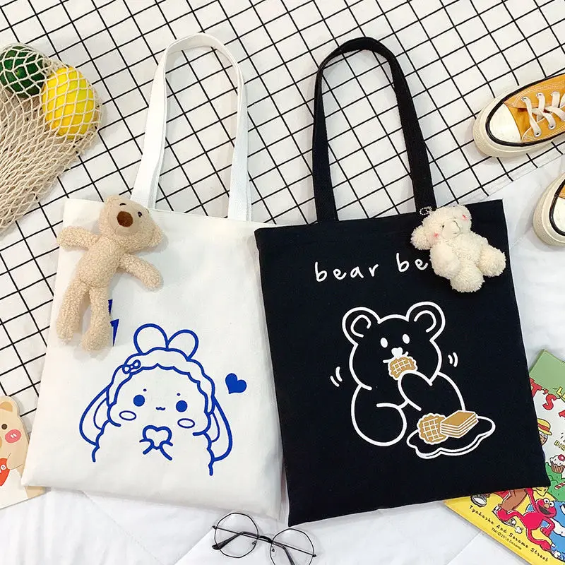 

Female Shoulder Bag Cartoon Casual Vintage Large-capacity Fashion Harajuku Canvas Bag Casual Shopping Tote Cute Girls Handbag