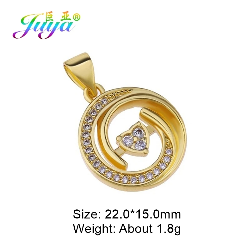 Gold Juya DIY микро паве Циркон Любовь подвеска в форме сердца аксессуары для ювелирных изделий браслет ожерелье изготовление сережек фитинги - Окраска металла: Gold