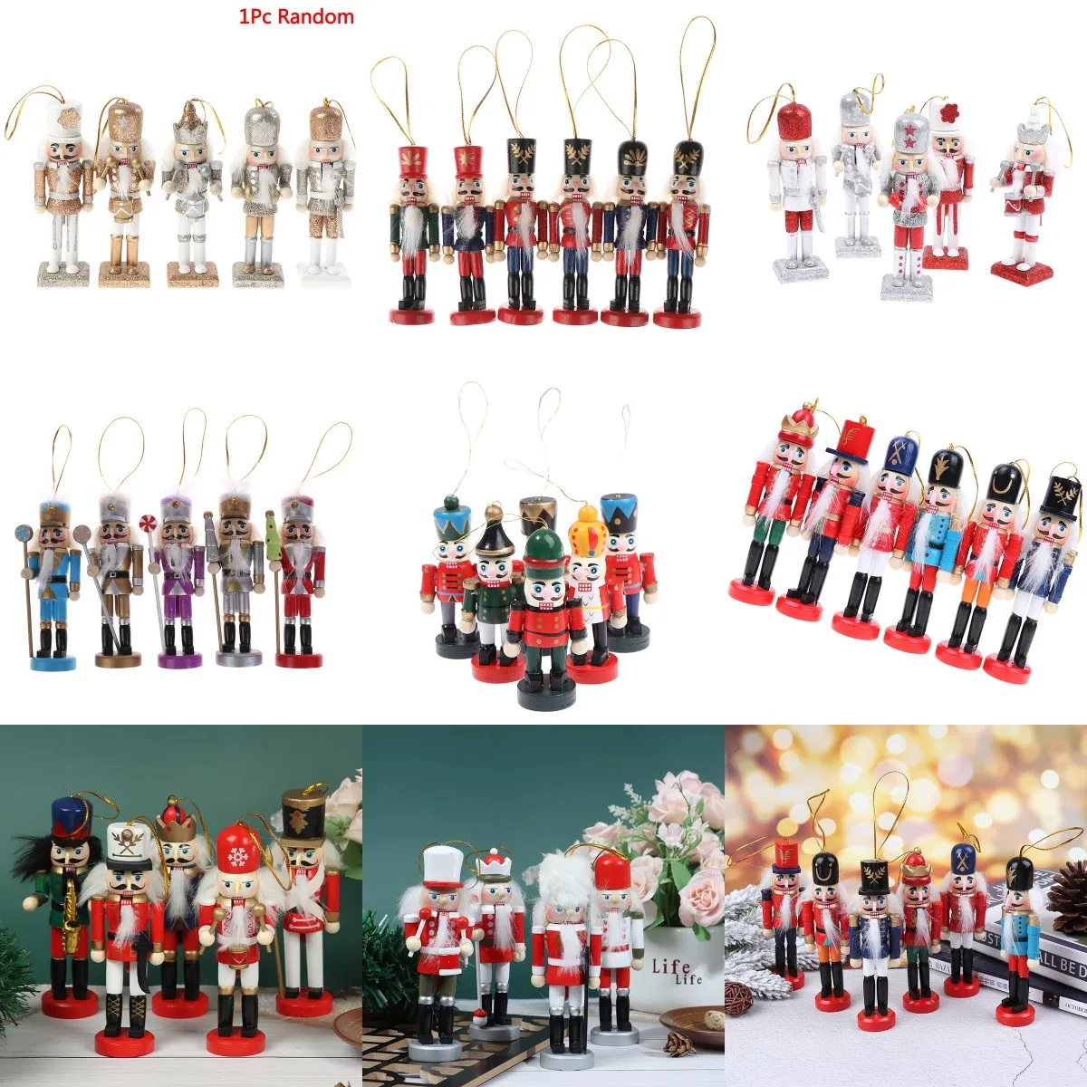 

New Year Decor Kids Doll Wooden Nutcracker Soldier Merry Christmas Decoration Pendants Ornaments for Xmas Tree Decor
