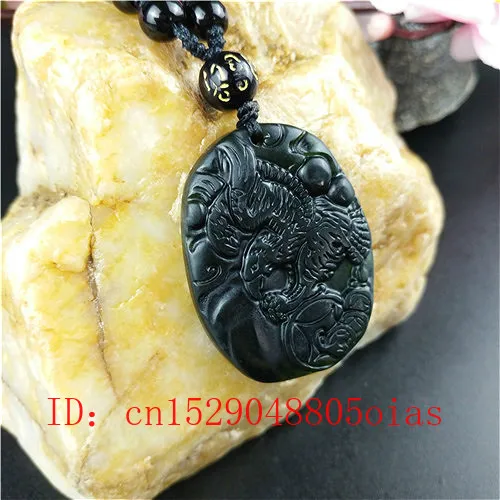Certified Chinese Natural Black Green Jade Blessing Bag Pendant Necklace Charm Jewelry Obsidian Accessories Carved Amulet Gifts | Украшения