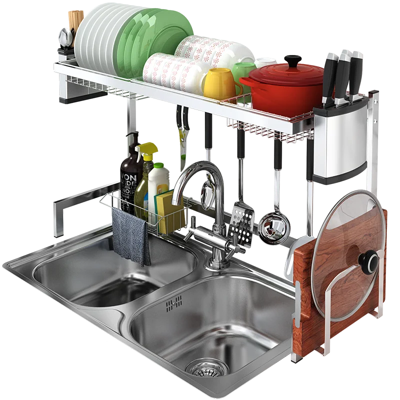 Кухонный Органайзер из нержавеющей стали полка для хранения посуды кухонные