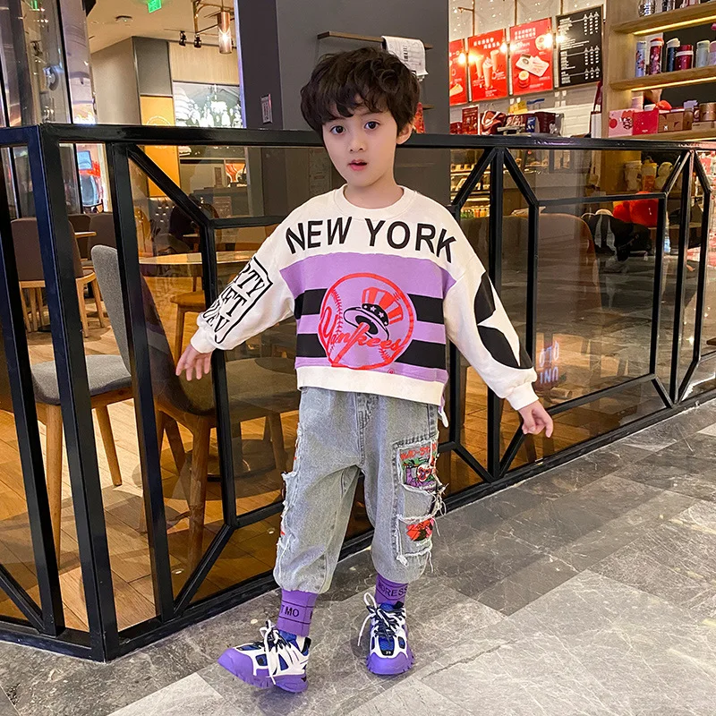 

Printed Spring Autumn Boys Sweatshirts KidsTeenager Overcoat Tops Children Clothes Cotton Pullover Formal Outwear High Quality