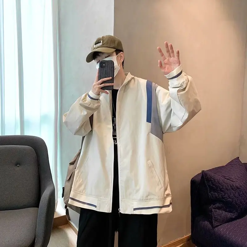 

Весенне-осенняя красивая красная Мужская куртка в Корейском стиле, свободная повседневная куртка с воротником-стойкой