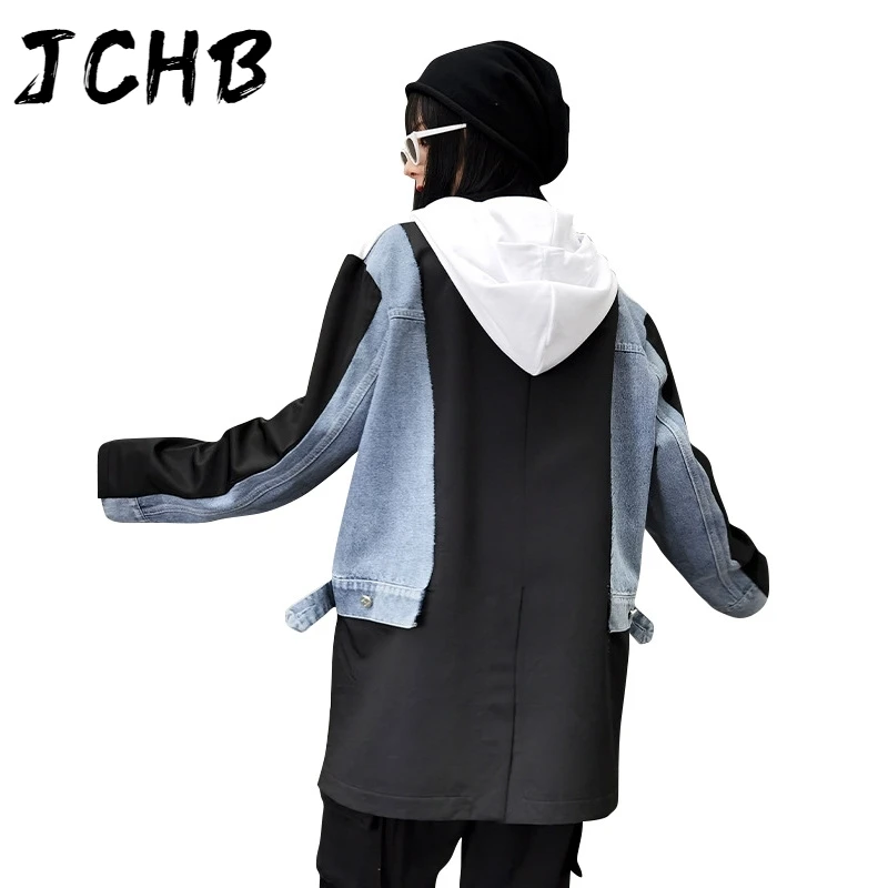 

JCHB O-neck Print Color Contrast Stitching Sweater Women's Loose Long Sleeve Hoodie Top New Fashion Tide 2021 Spring GX132