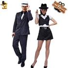 Костюм унисекс на Хэллоуин для влюбленных Гангстерский костюм, костюм босса, нарядное платье, рубашка в полоску, черный костюм для взрослых