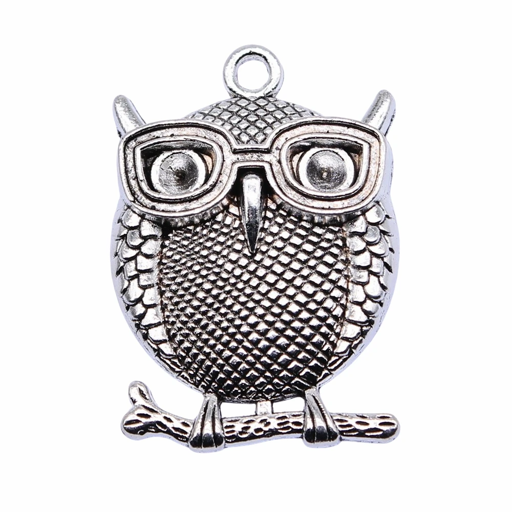 

WYSIWYG 4pcs 33x23mm Antique Silver Color Owl Charms Pendant For Jewelry Making DIY Jewelry Findings