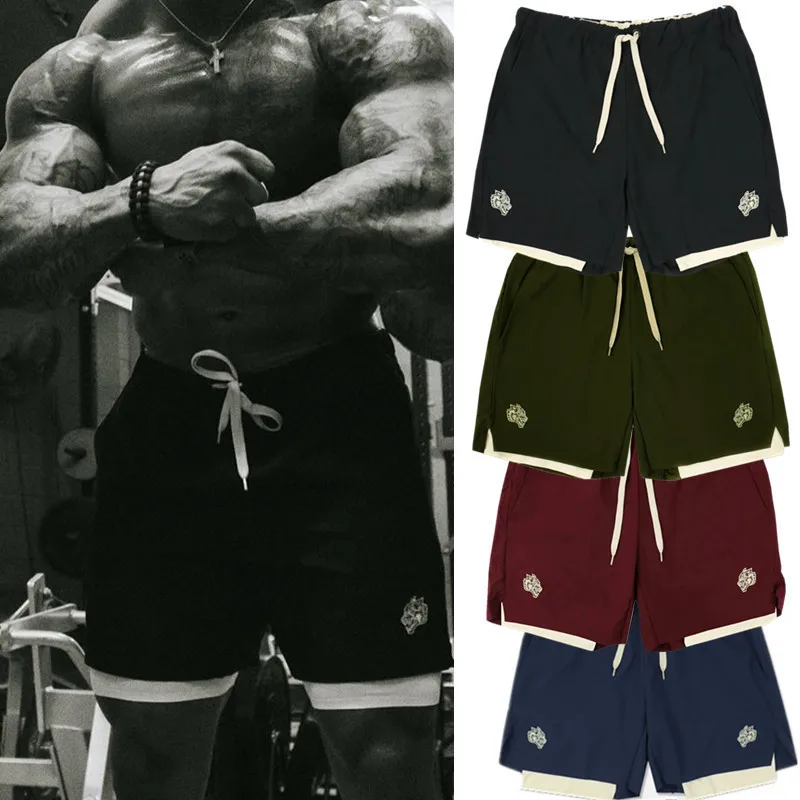 

2021 New Men's 2-in-1 Camo Shorts Gym Fitness Fitness Quick-Dry Shorts Men's Summer CrossFit Casual Zip Pocket Beach Shorts
