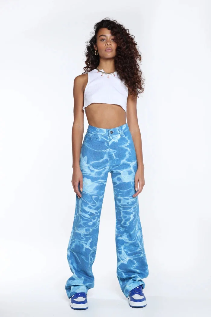 

Casual High Waisted Stacked Pants Ruched Printed Hip Hop Long Trousers Fashion Streetwear Sweatpants Summer Y2K 90s