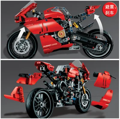 

building blocks motorcycle FAT Motorcycle Vehicle Car Boy Toys Fit Technic10269 42107 Ducatiied Building Blocks Bricks V4 R DIY
